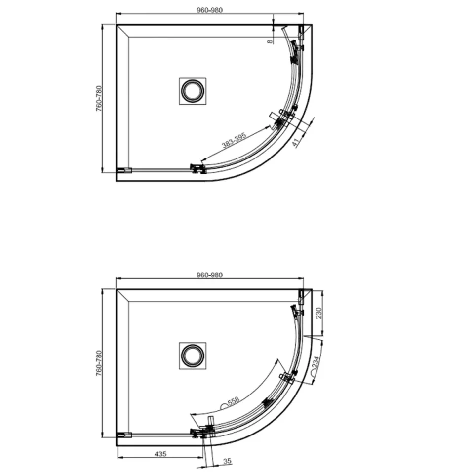 Crosswater Optix Offset Quadrant 1000x800 Right Hand Brushed Nickel detail view - Image 3