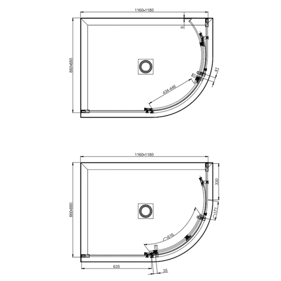 Crosswater Optix Offset Quadrant 1200x900 Left Hand Brushed Nickel detail view - Image 2