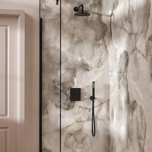 Crosswater Push Shower Set 1 Matt Black 200mm