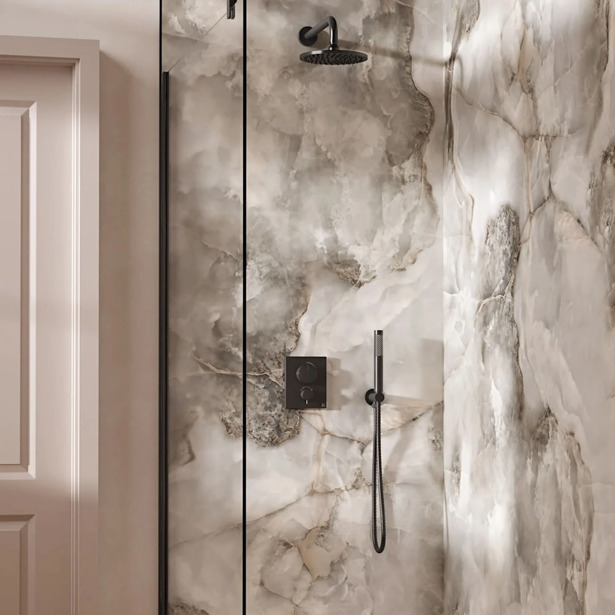 Crosswater Push Shower Set 1 Slate 200mm