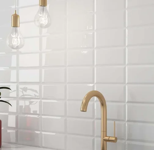 Cubico Metro White Bevelled Edged Gloss Ceramic 100x200mm product image - Image 13