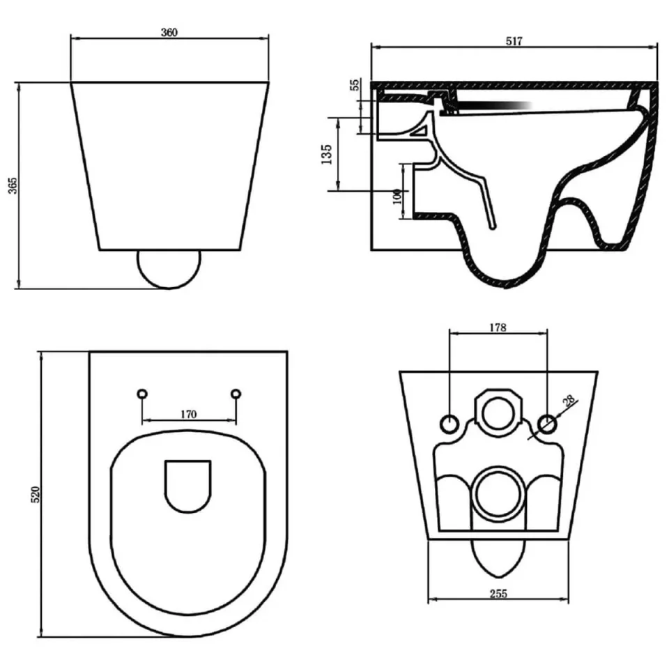 Saneux Uni Wall Hung Wc Pan - Rimless detail view - Image 5