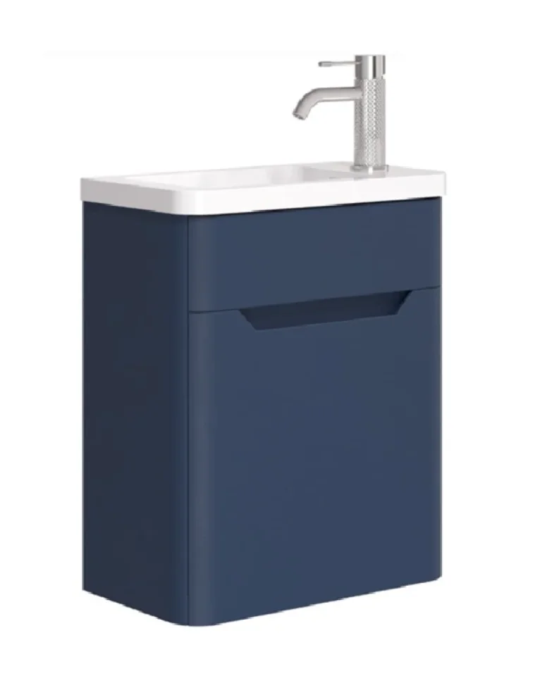 Cubico Eclipse 450mm Royal Blue Wall Hung Cloakroom Vanity Unit And Resin Basin detail view - Image 7