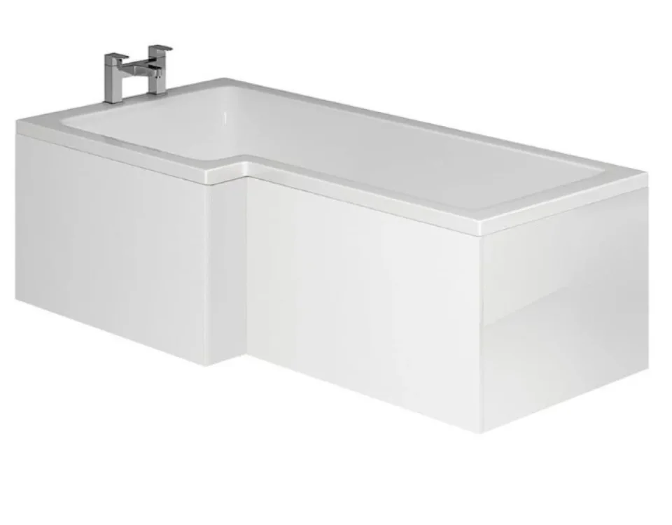 Cubico Lopez L-shape Wooden Bath Front Panel Gloss White detail view - Image 5