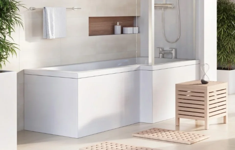 Cubico Lopez L-shape Wooden Bath Front Panel Gloss White product image - Image 6