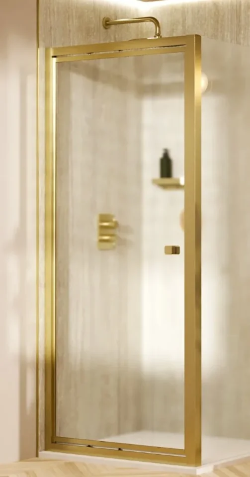 Crosswater 6mm Infold Door 760 Brushed Brass detail view - Image 5