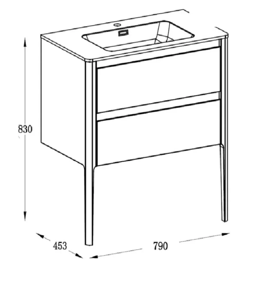 Cubico Stark 2 Slate Grey 800mm Floor Standing Vanity Unit With Basin detail view - Image 4
