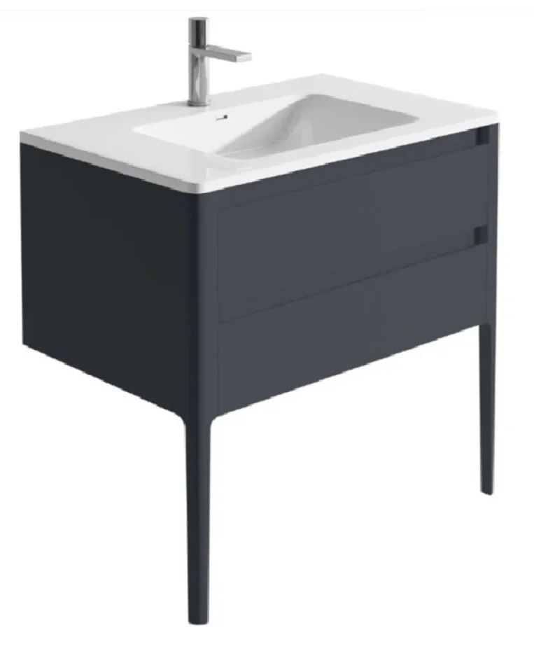 Cubico Stark 2 Slate Grey 800mm Floor Standing Vanity Unit With Basin detail view - Image 5