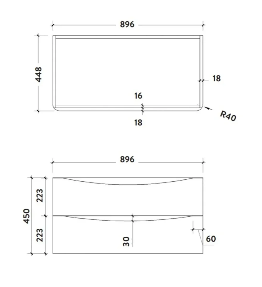 Scudo Bella 900 Wall Cabinet Graphite Grey detail view - Image 3