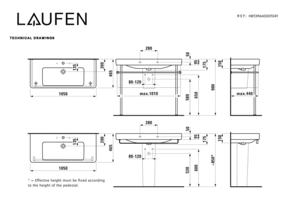 Laufen Pro S C/top Basin 1050x460mm 1th - White detail view - Image 3