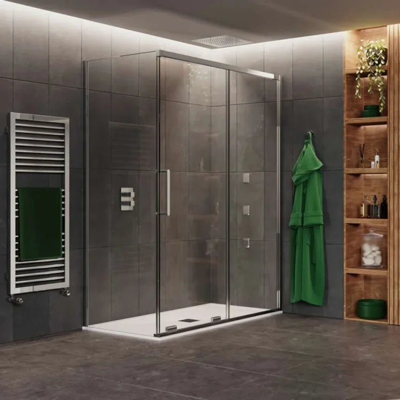 Crosswater Optix Sliding Door 1400 Polished Stainless detail view - Image 3
