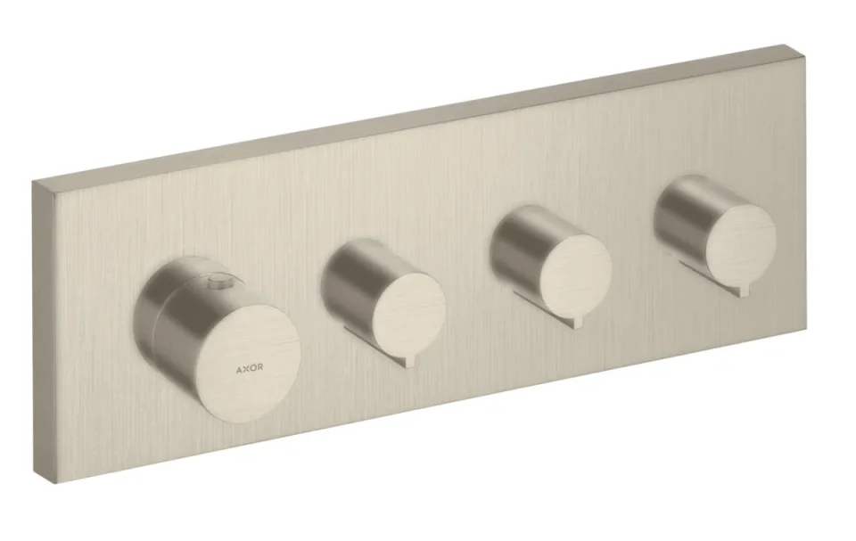 Axor Showersolutions Thermostatic Module 360/120 Square For Concealed Installation For 3 Outlets Brushed Nickel detail view - Image 3