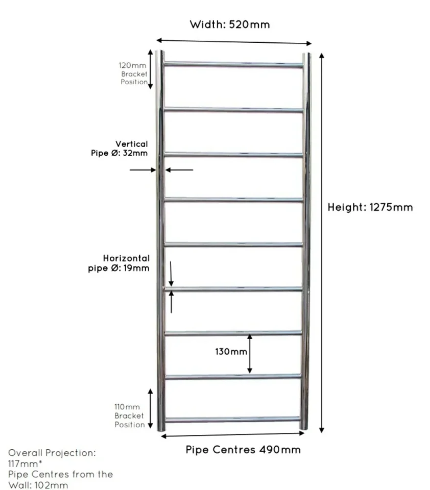 Jis Lindfield 1275 X 520mm Radiator For Central Heating Black Stainless Steel detail view - Image 4