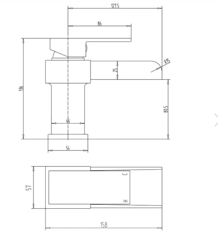 Cubico Cascata Waterfall Basin Mixer Inc Click Clack Waste (z05) detail view - Image 4