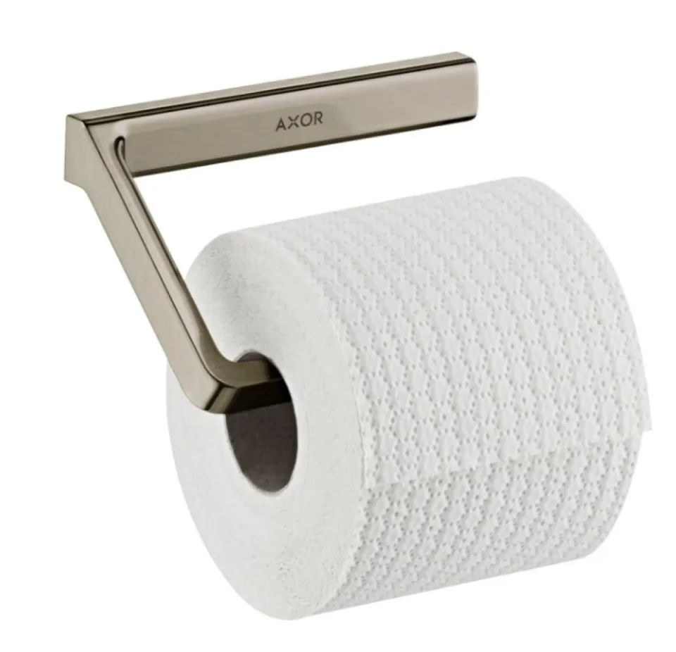 Axor Universal Softsquare Toilet Roll Holder Without Cover Brushed Nickel detail view - Image 4