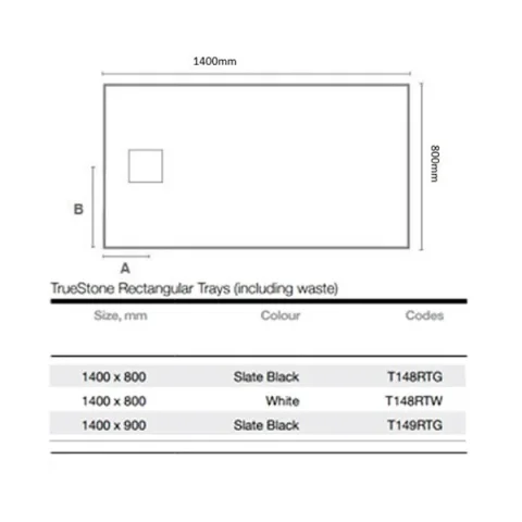 Merlyn Truestone Rectangle Tray White 1400 X 800mm detail view - Image 7