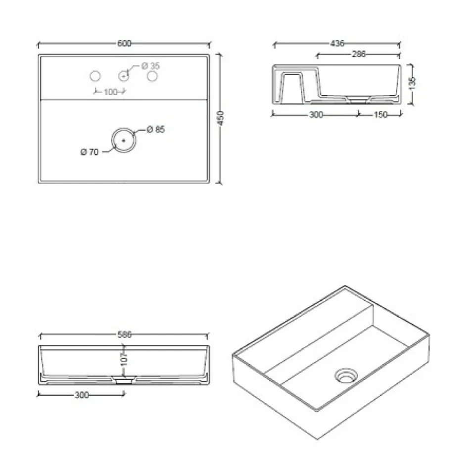 Saneux ICON 60 x 45 cm Washbasin 1 T/H - Wall mounted - Matte White detail view - Image 3