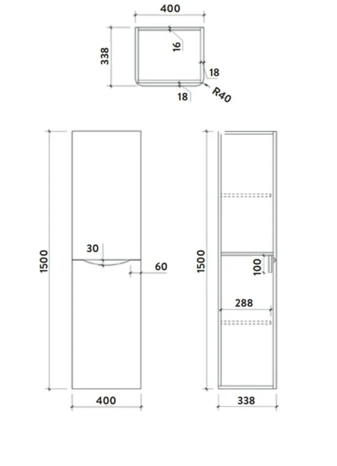 Scudo Bella Tall Cabinet Graphite Grey detail view - Image 4