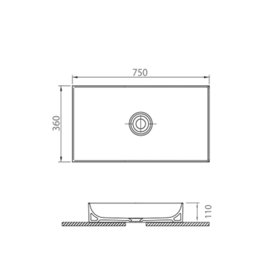 Scudo Stance 750mm Countertop Basin detail view - Image 3