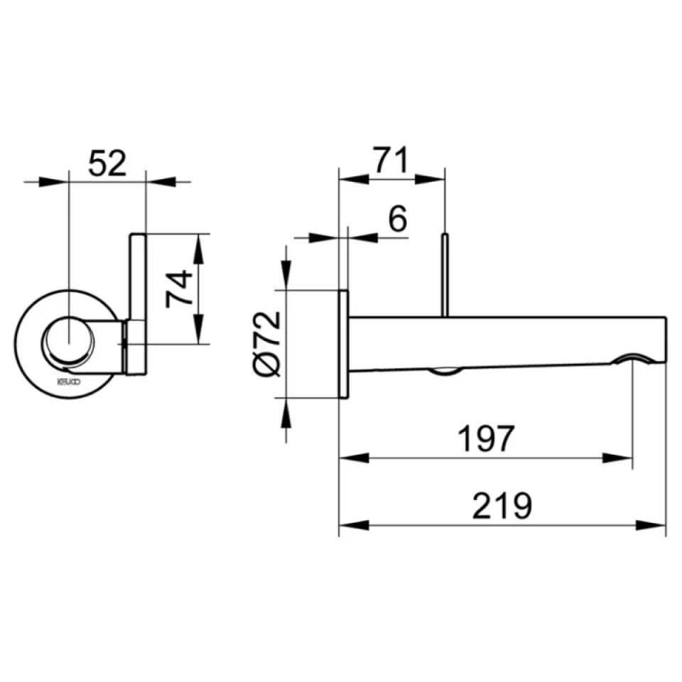 Keuco Ixmo Pure Wall Mounted 219mm Single Lever Basin Mixer Tap Brushed Nickel detail view - Image 3