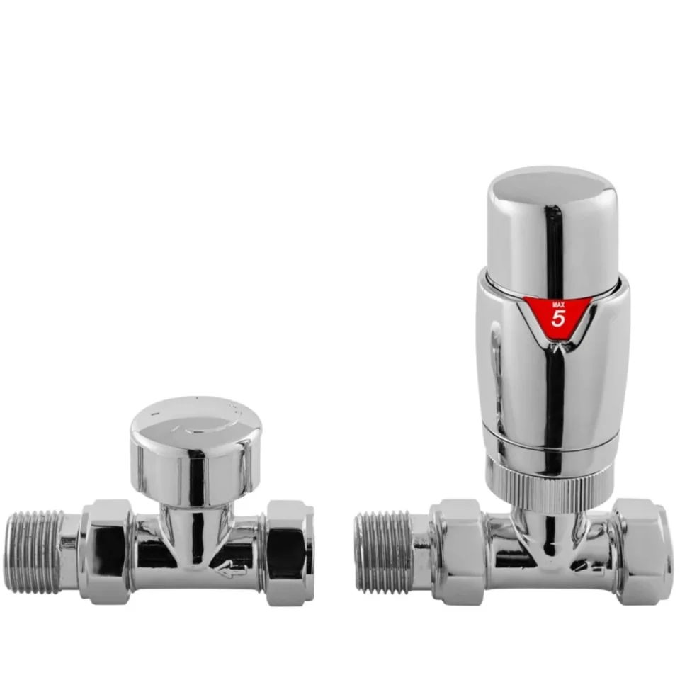 Hudson Reed Luxury Straight Thermostatic Radiator Valves Pack Chrome product image - Image 3