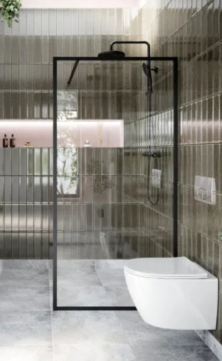 Cubico Amore Single Frame Shower Screen Matt Black (clear Glass) 980mm product image - Image 5