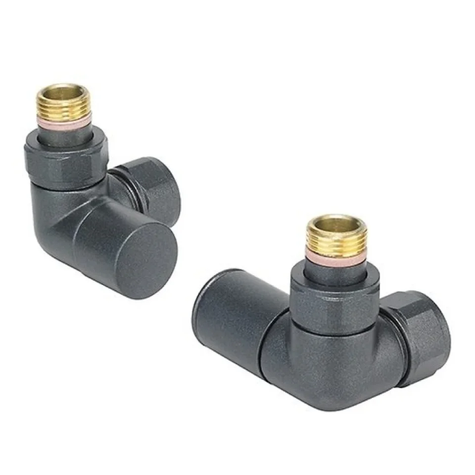 Zehnder Valve Set 28. Manual Double Angled Valve Set. Volcanic Finish. product image - Image 2