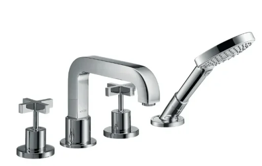Axor Citterio 4-hole Rim-mounted Bath Mixer With Cross Handles And Escutcheons Chrome product image - Image 6