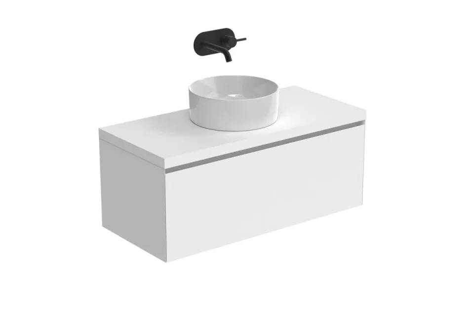 Saneux Uni 100cm Countertop - Matte White detail view - Image 2