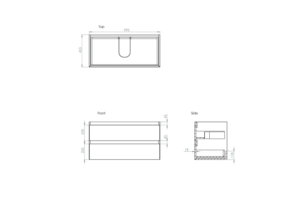 Saneux Uni 100cm Countertop - Matte White product image - Image 3