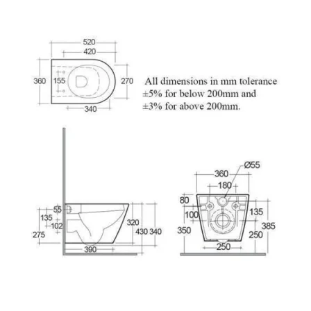 Rak Resort Rimless Wall Hung Pan With Hidden Fixations detail view - Image 4