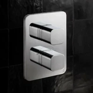Crosswater Crossbox Verge 2 Outlet Trim & Levers Brushed Nickel detail view - Image 2