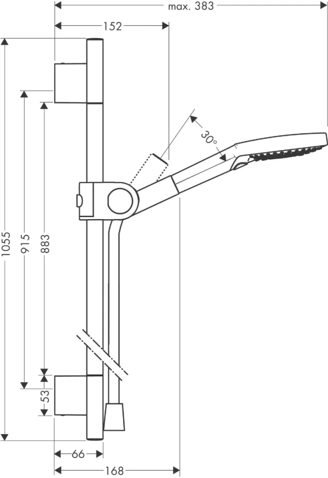 Axor Uno Shower Set 0.90 M With 3jet Hand Shower 120 Stainless Steel Optic detail view - Image 3