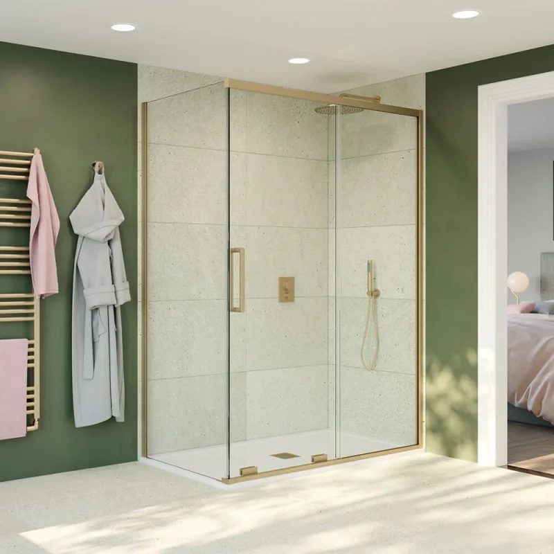Crosswater Optix Sliding Door 1700 Brushed Brass detail view - Image 2