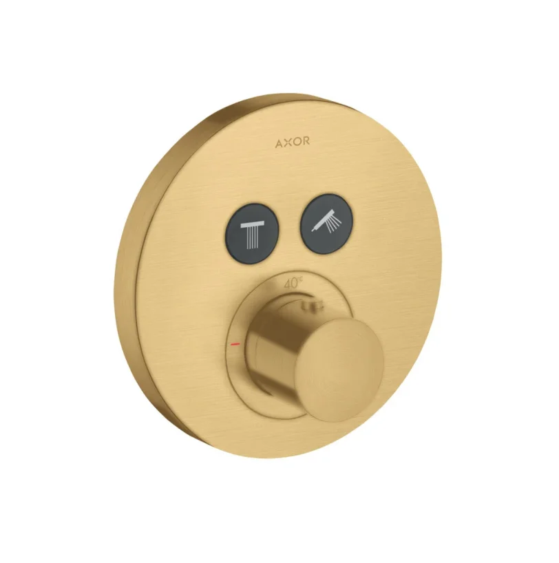 Axor Showersolutions Thermostatic Mixer Round For Concealed Installation For 2 Outlets Brushed Gold Optic detail view - Image 3
