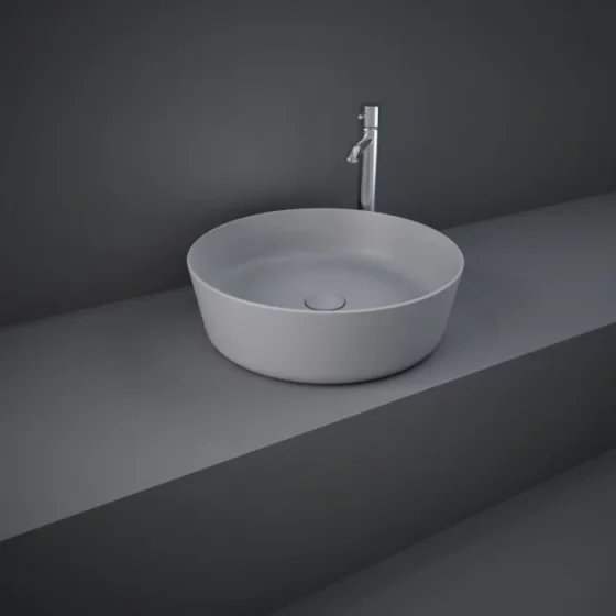 Rak Feeling 42cm Round Counter Top Wash Basin In Matt Grey detail view - Image 4
