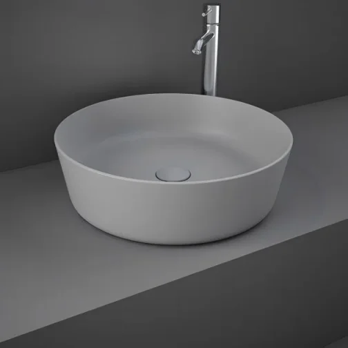 Rak Feeling 42cm Round Counter Top Wash Basin In Matt Grey detail view - Image 5