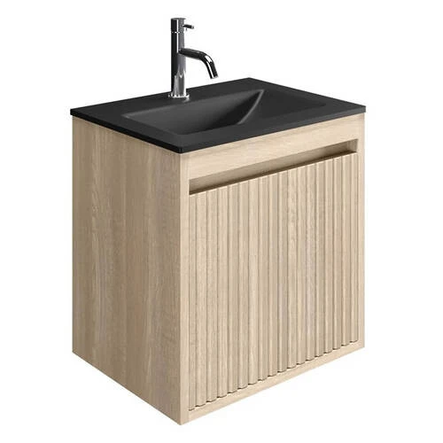 Crosswater Flute 1 Drawer Wall Hung Unit Navarra Oak