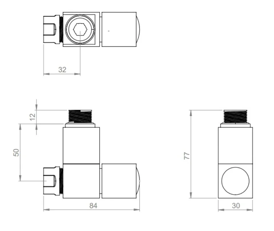 Vogue Angled Valves in Brushed Nickel detail view - Image 3