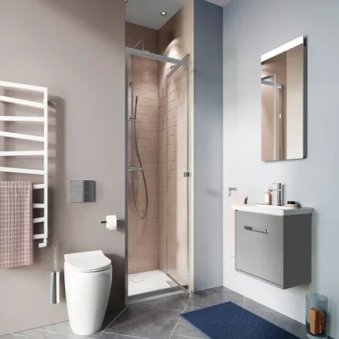 Crosswater Clear 6 Infold Door 760 Chrome detail view - Image 7