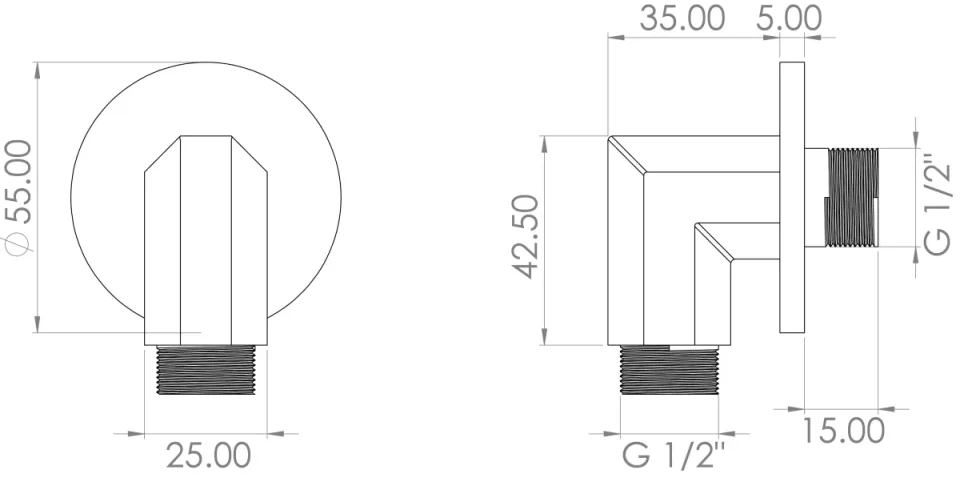 Saneux Cromwell Shower Outlet Elbow - Chrome detail view - Image 2