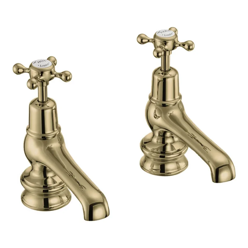 Burlington Claremont Qt Regent 5 Basin Taps - Gold detail view - Image 2