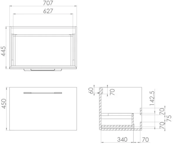 Saneux Austen 72cm 1 Drawer Wall Mounted Unit - English Oak detail view - Image 2