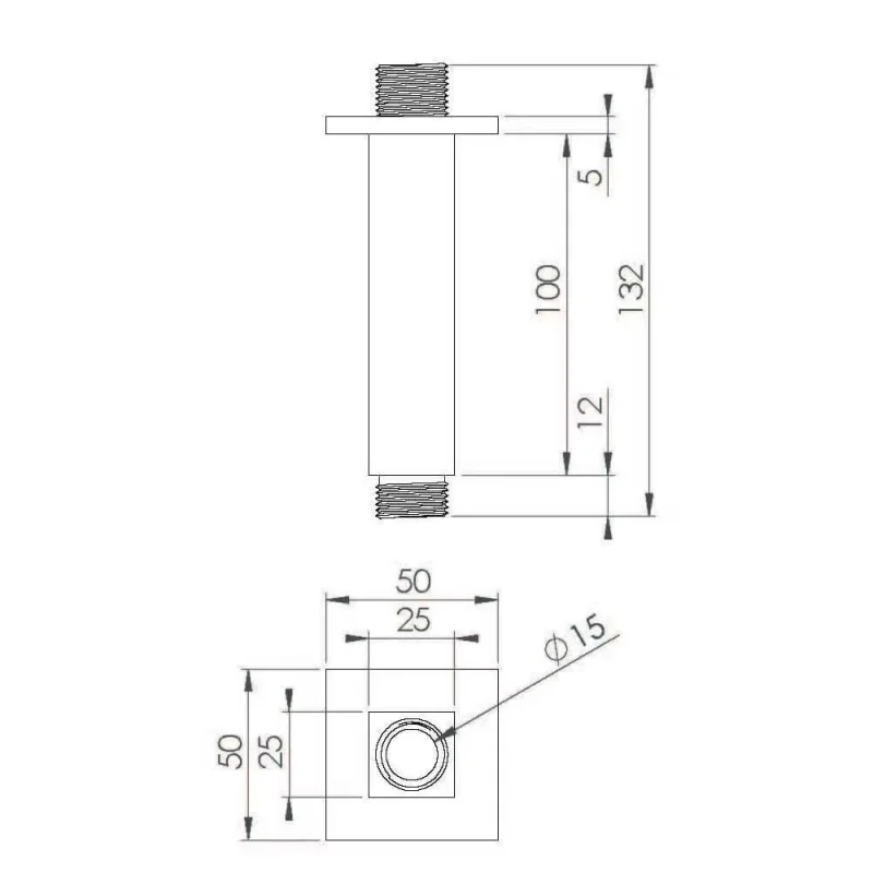 Saneux Tooga 100mm Square Ceiling Mounted Shower Arm - Matte Black product image - Image 3