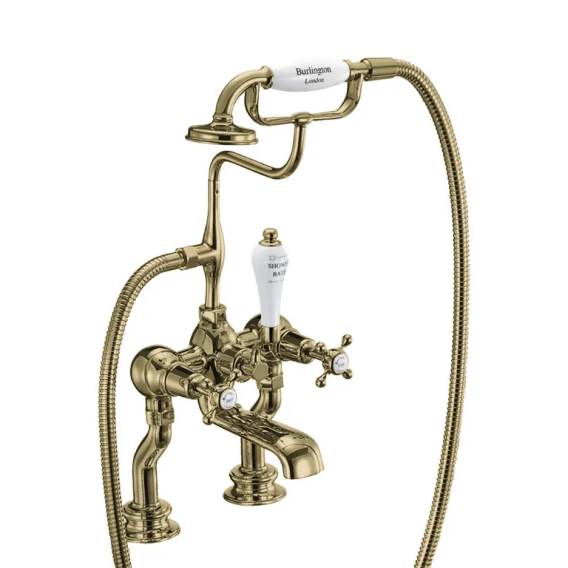 Burlington Claremont Qt Regent Deck Bath Mixer Gold product image - Image 4