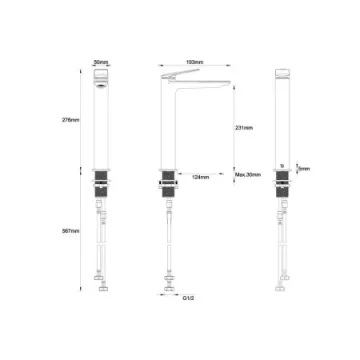 Britton Greenwich Tall Mono Basin Mixer Matt Black detail view - Image 2