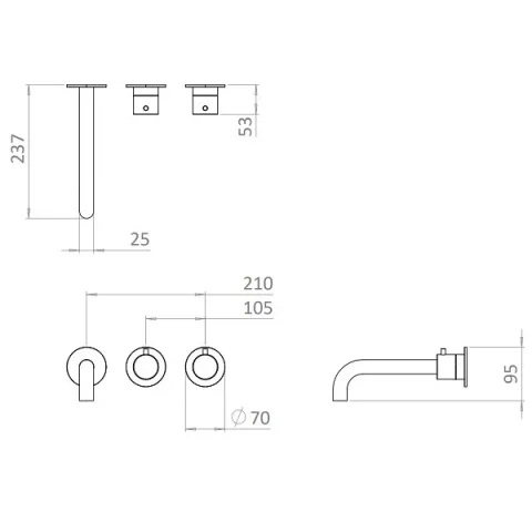 Crosswater Module Mpro 2 Control Trimset With Bath Spout Stainless Steel Effect product image - Image 3