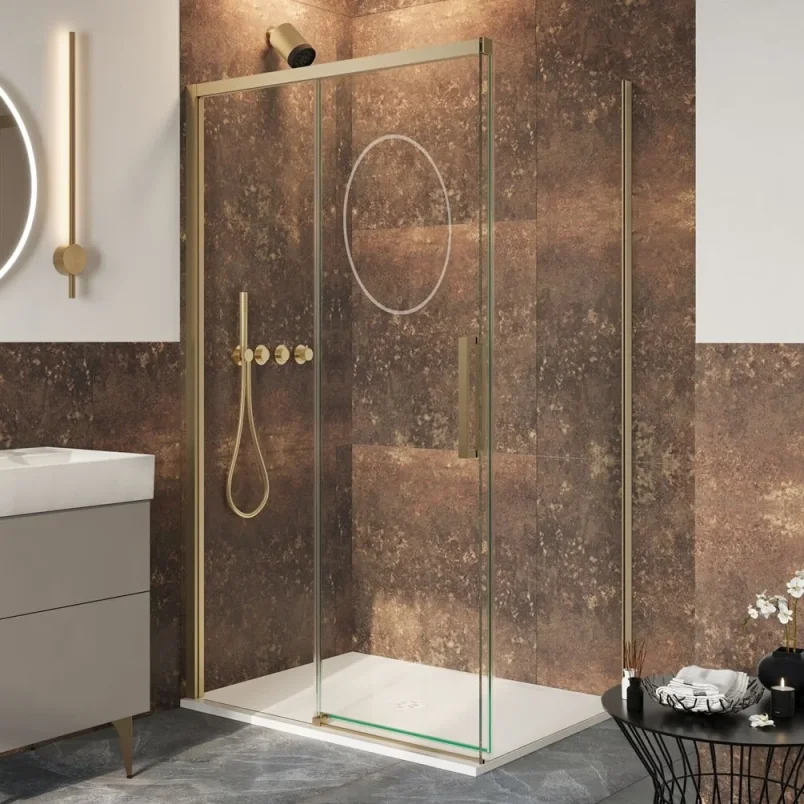 Crosswater Asura 8mm Sliding Door 1700 Brushed Brass detail view - Image 3