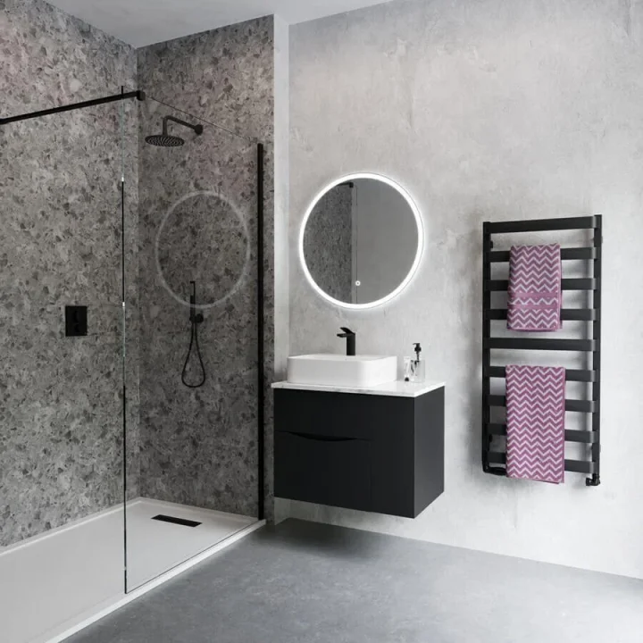 Crosswater Air Towel Warmer 500 x 1630 Metallic Black detail view - Image 2