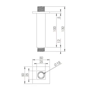 Saneux Tooga 200mm Square Ceiling Mounted Shower Arm - Matte Black